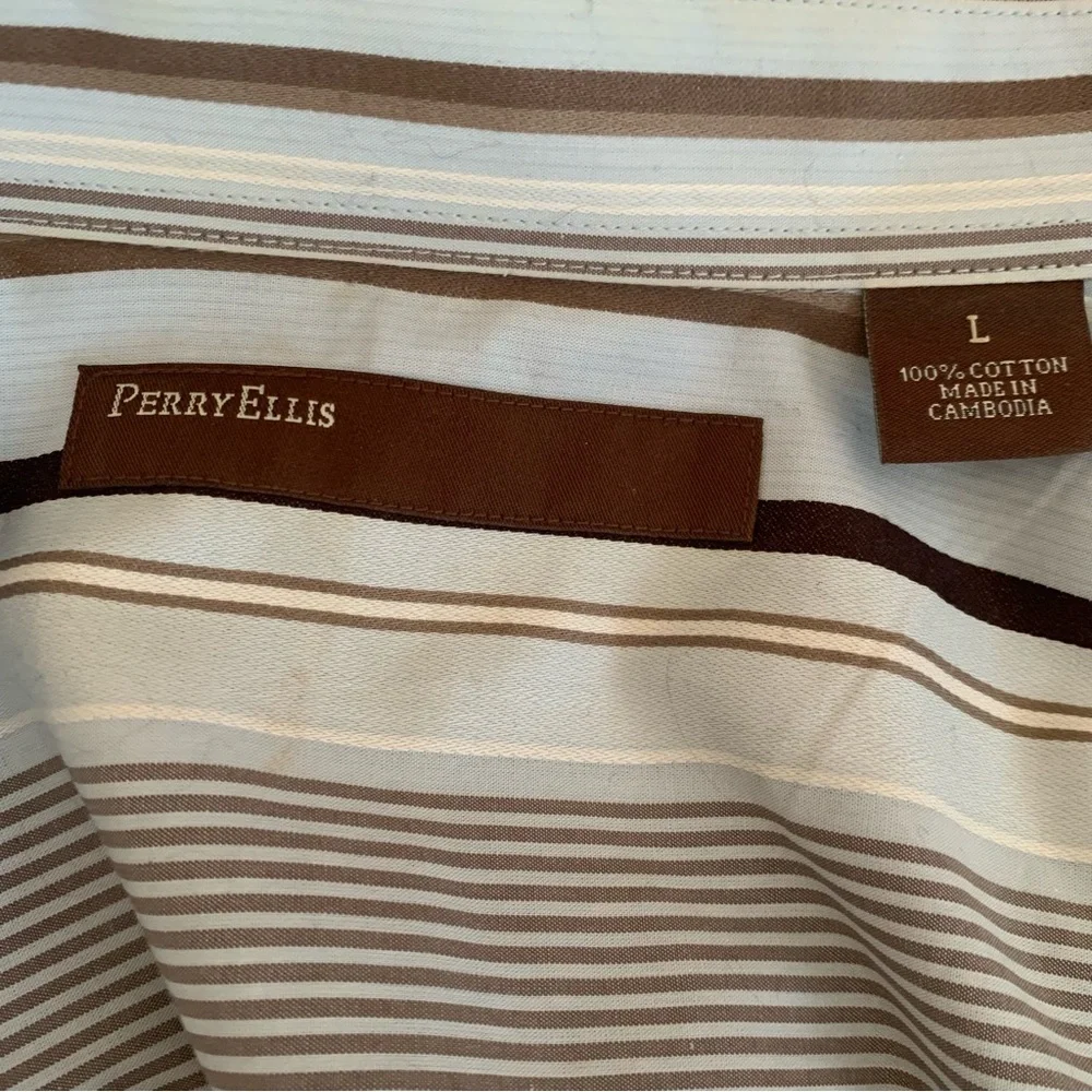 Perry Ellis Men’s Striped Dress Shirt - Picture 3 of 4